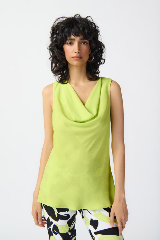 Gauze Sleeveless Top with Cowl Neck