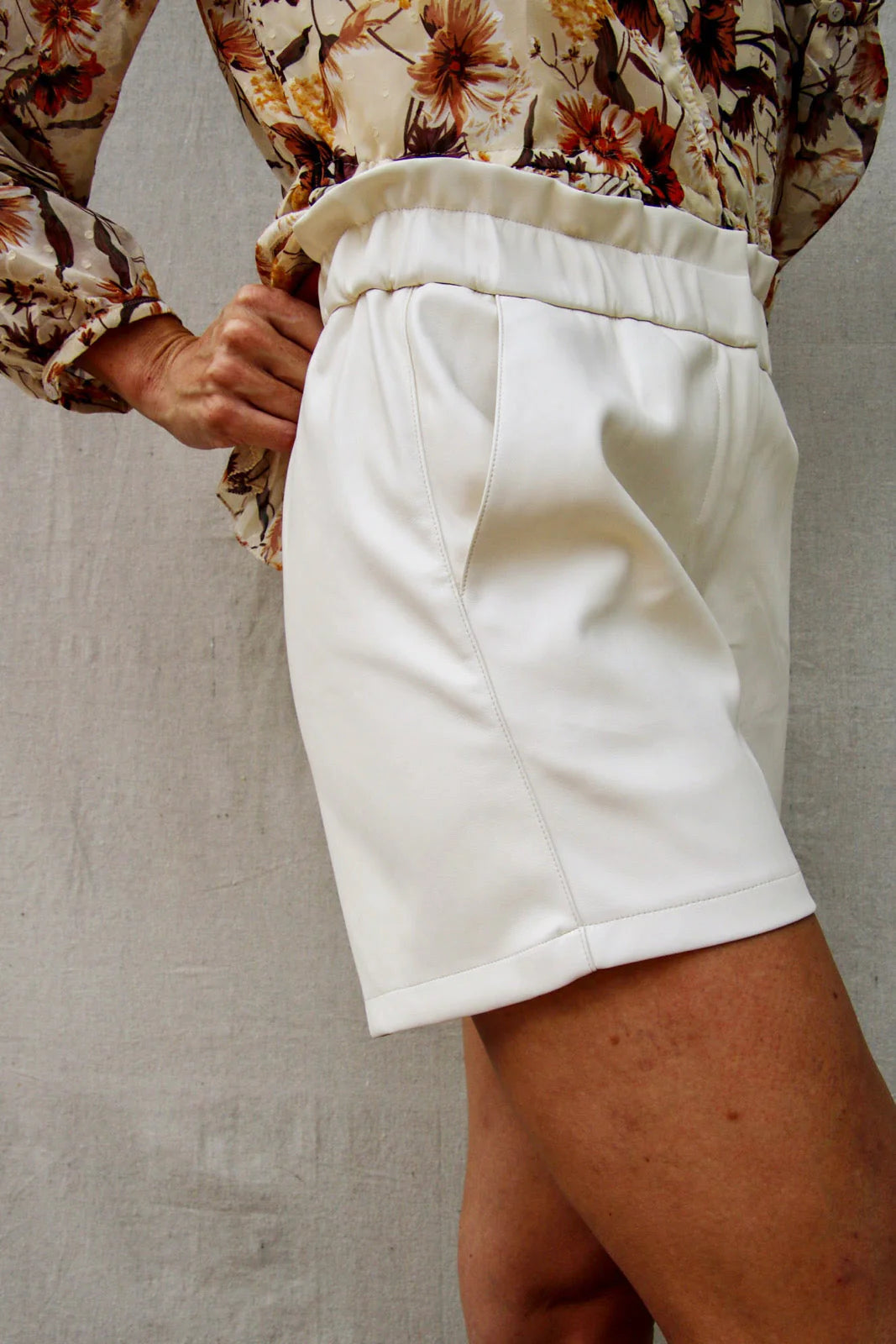 Faux Leather Paperbag Flat Front