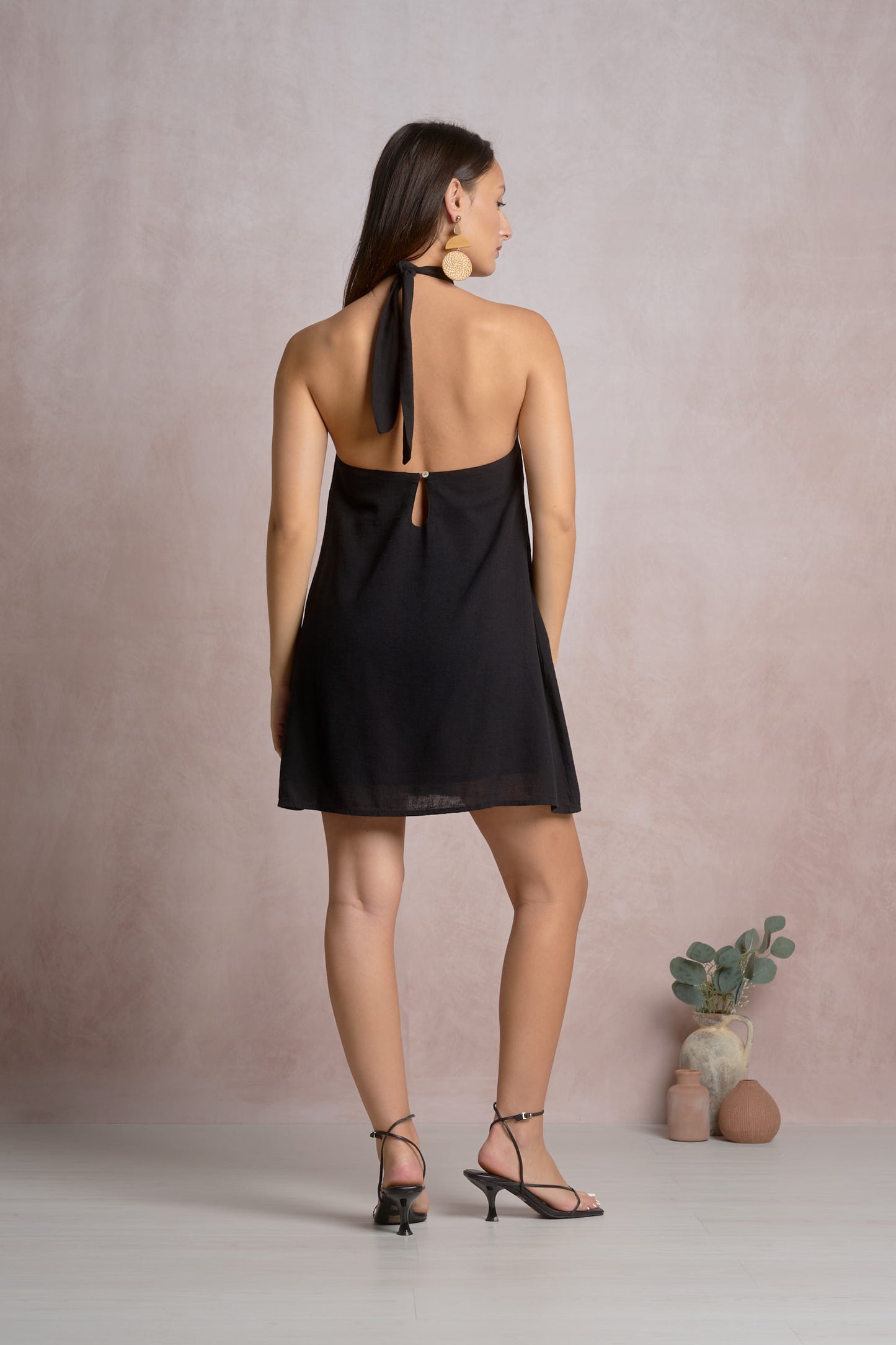 Elan Halter Open Back Dress