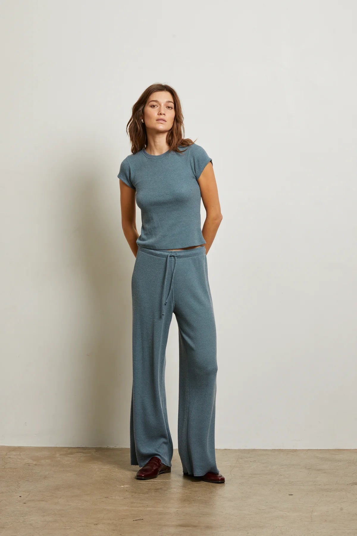 Maddie Waffle Pant in Slate