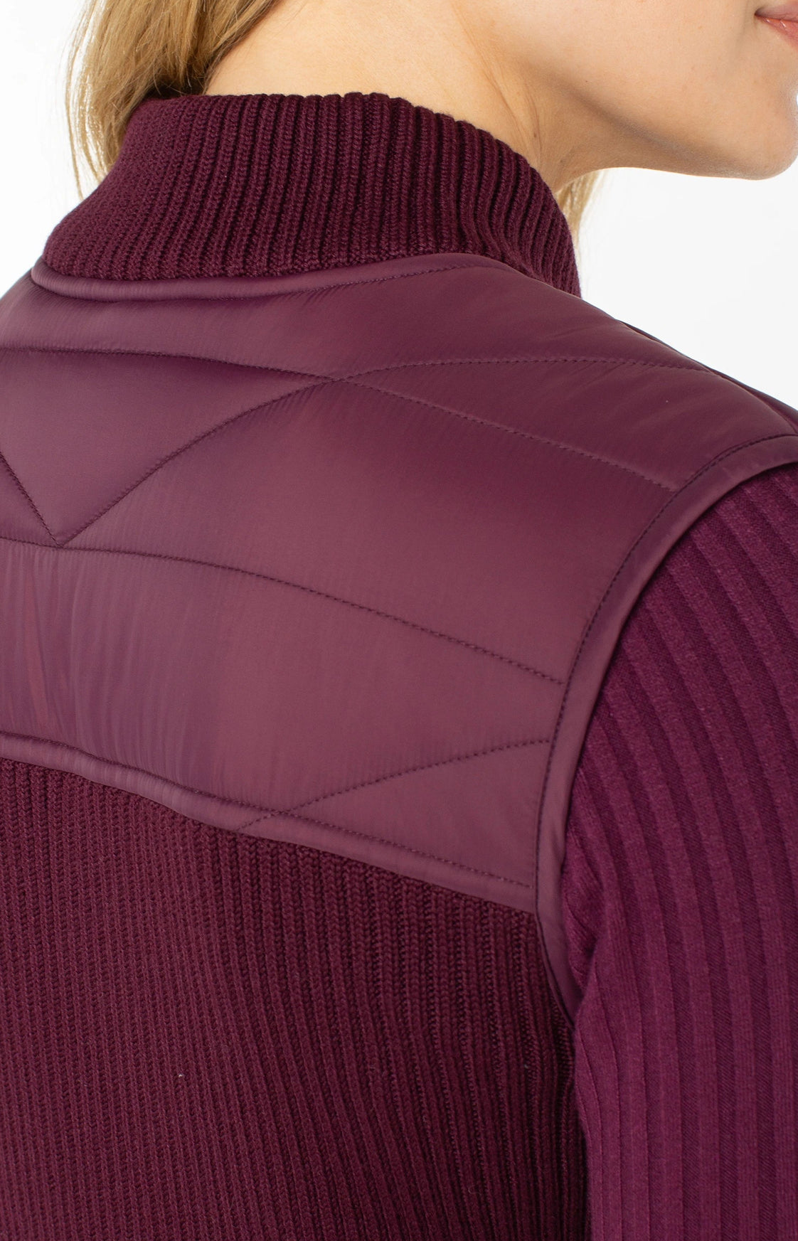 Sleeveless Quilted Full Zip Sweater Vest