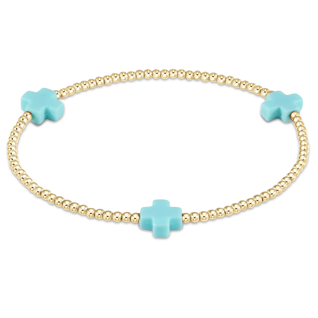 EGirl Signature Cross Bracelet Gold 2mm Bead- Multiple Colors