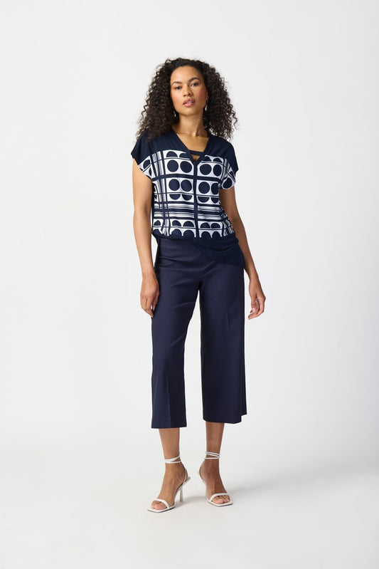 Jacquard Pull-On Culotte Pants