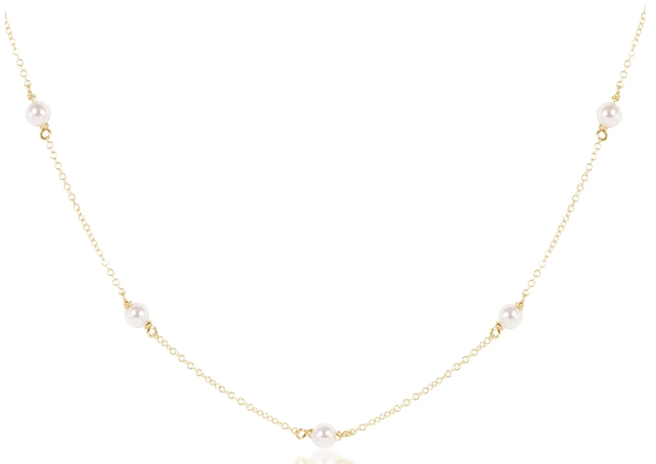 Simplicity Chain Gold 15" Choker - 4mm Pearl