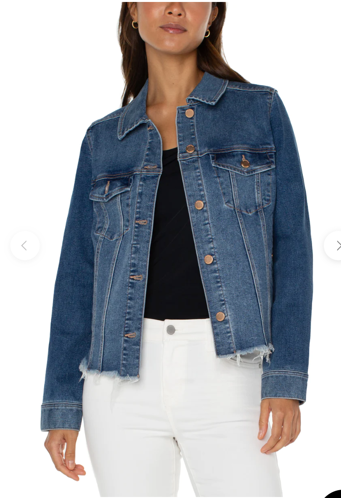 Trucker Jean Jacket with Fray Hem