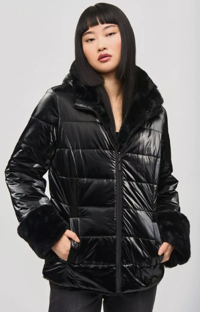 Reversible Fur Quilted Puffer Coat