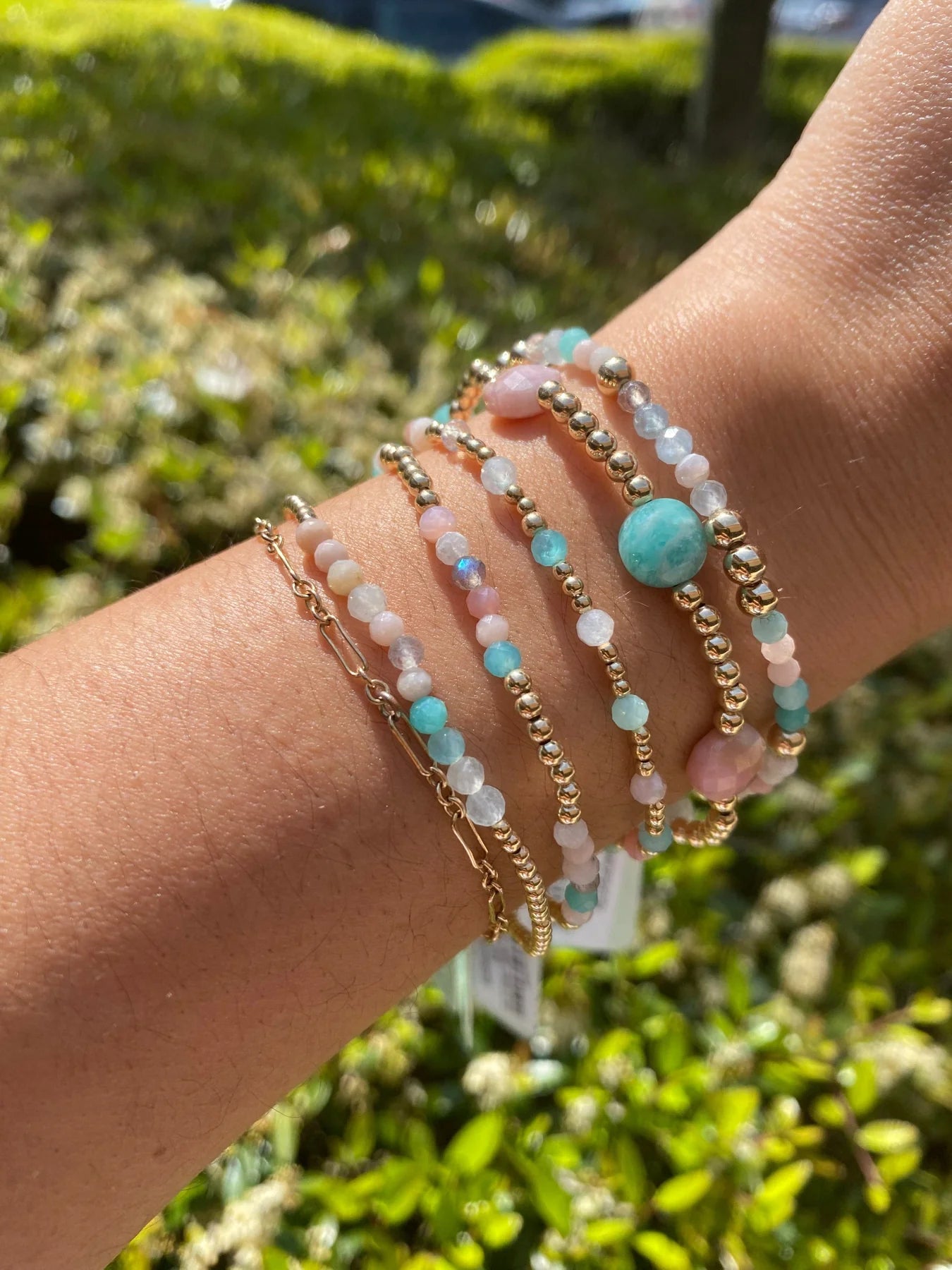 Gemstone Gold Sincerity Pattern 3mm Bead Bracelet