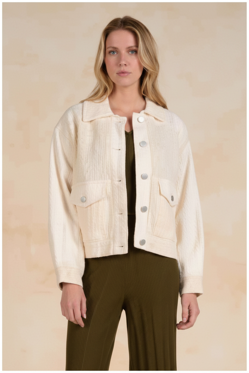 Elan Mixed Media Front Pocket Jacket