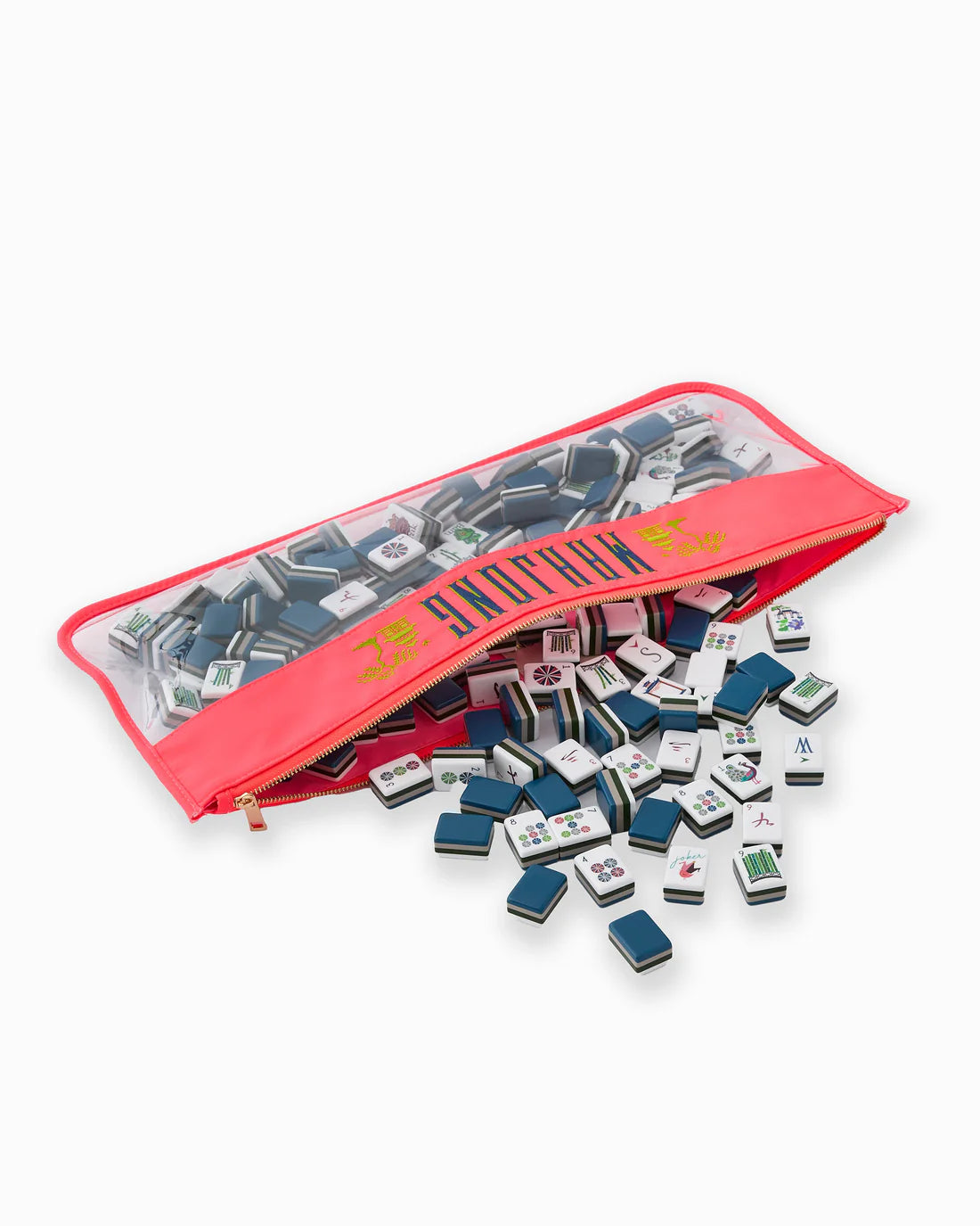 Hot Coral Pagoda Mahjong Tile Bag
