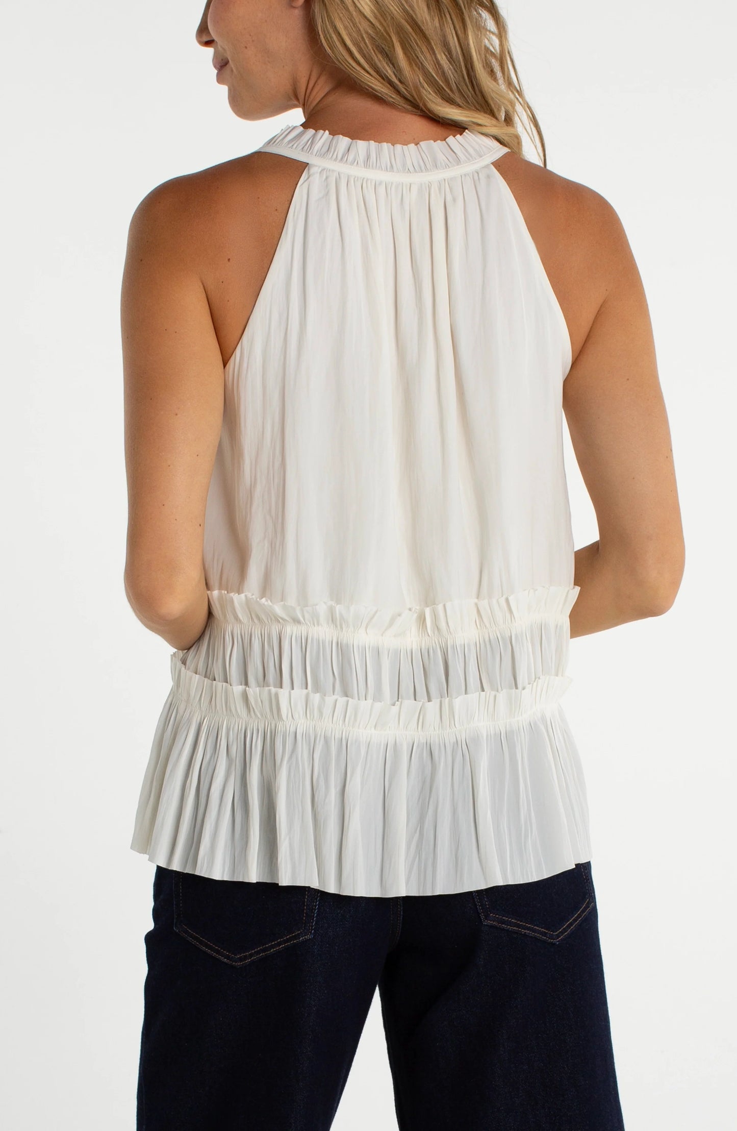 Liverpool Los Angeles Sleeveless Woven Top With Ruffles