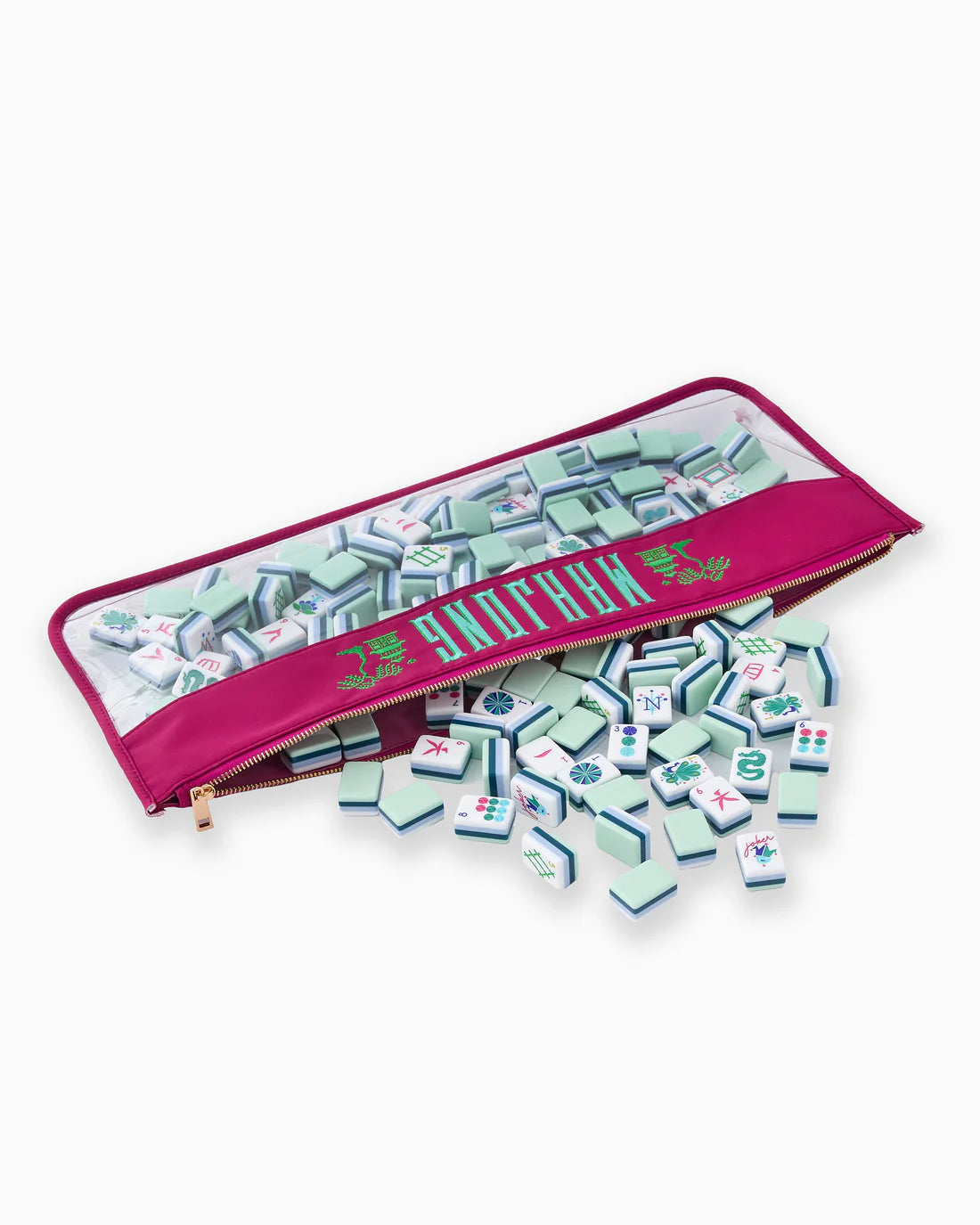 Magenta Pagoda Mahjong Tile Bag