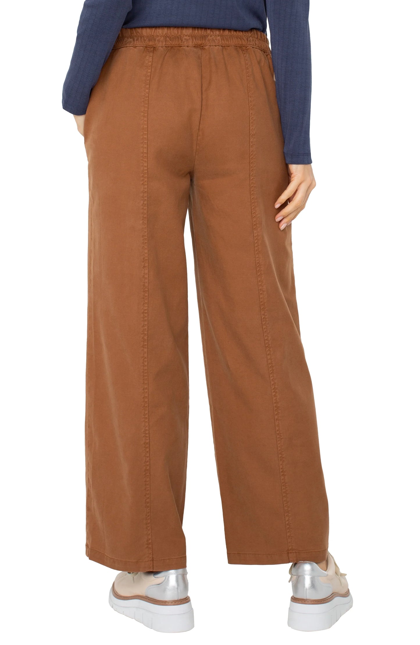 Wide Leg Trouser with Elastic Back Waistband