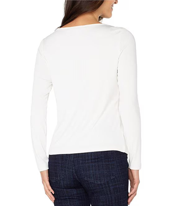 Long Sleeve Boat Neck Ribbed Top