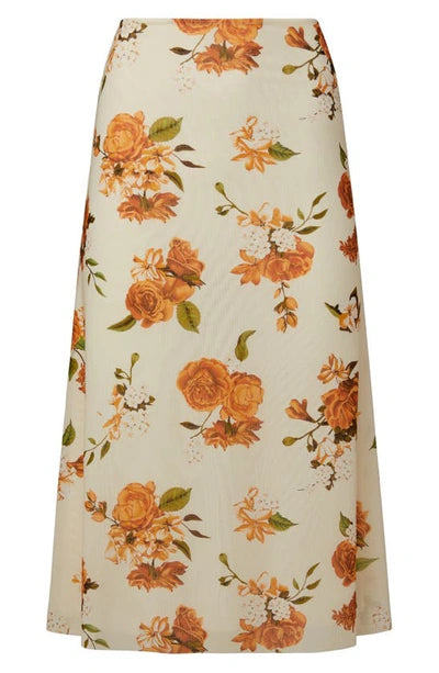Neutral Floral Midi Skirt
