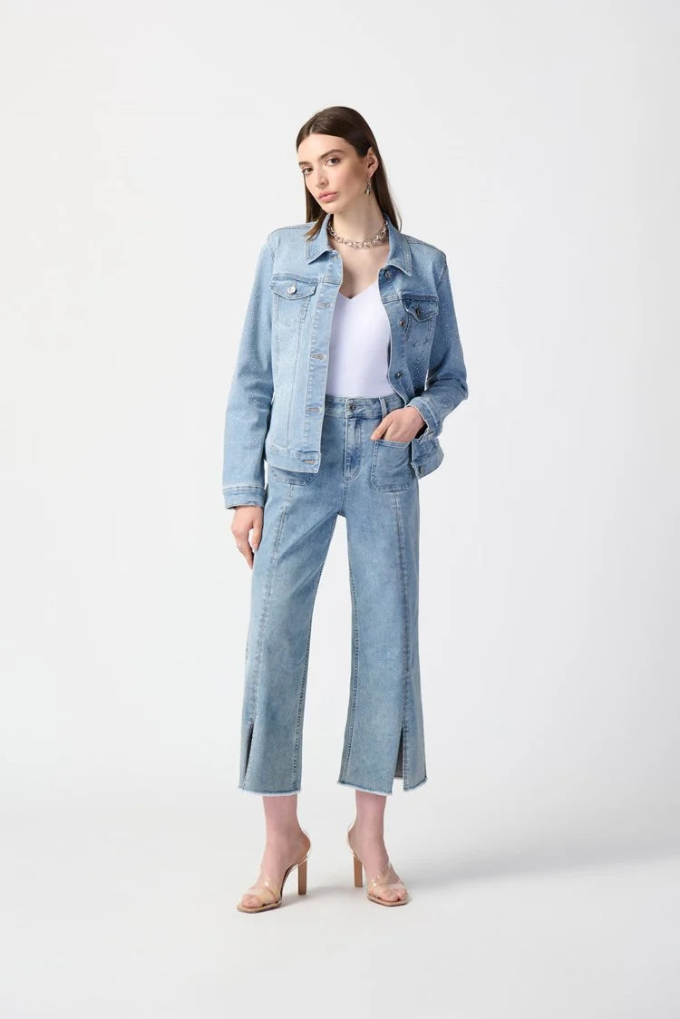 Culotte Jeans With Embellished Front Seam