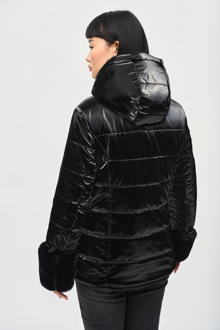 Reversible Faux Fur Quilted Puffer Coat