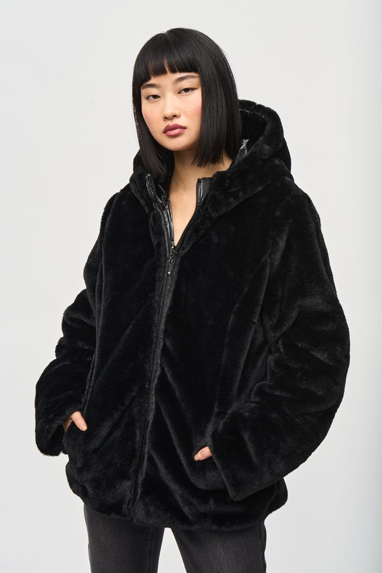 Reversible Faux Fur Quilted Puffer Coat