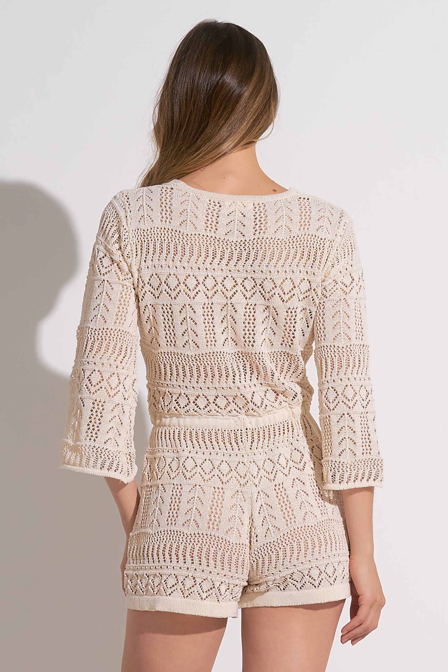 Cream Crochet Romper Cover-Up