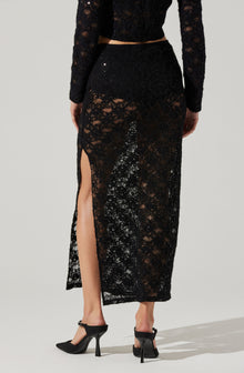 Roux Sequin Lace Maxi Skirt