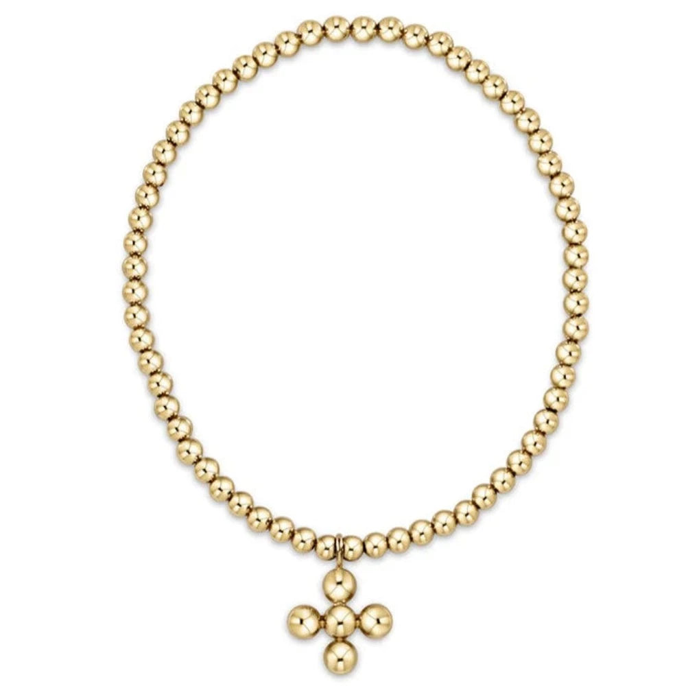 Classic Gold Bead Bracelet Cross Charms- Multiple Styles