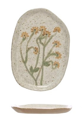Hand-Painted Stoneware Plate, Reactive Glaze