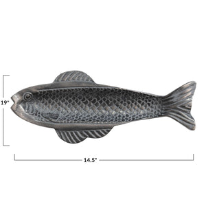 Cast Aluminum Fish Shaped Dish, Rubbed Bronze Finish