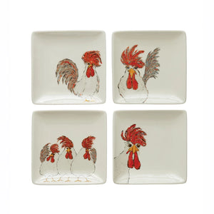 Stoneware Plate with Chicken
