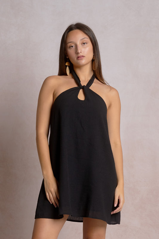Elan Halter Open Back Dress