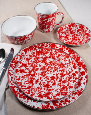 Red Swirl Oval Platter