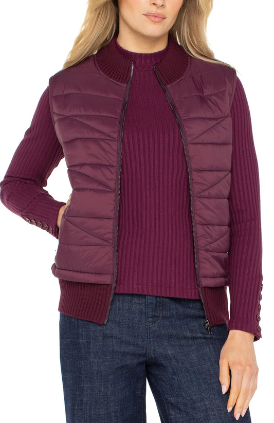 Sleeveless Quilted Full Zip Sweater Vest