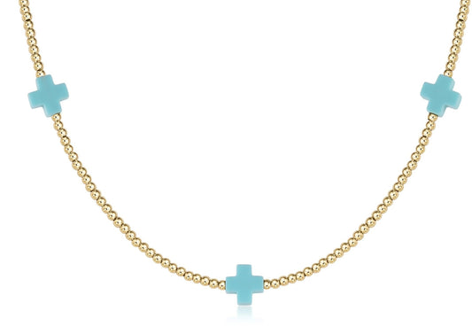 Signature Cross Choker 15" chain 2mm bead - Multiple Colors