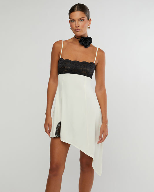 Lace Asymmetrical Slip Dress- Multiple Styles