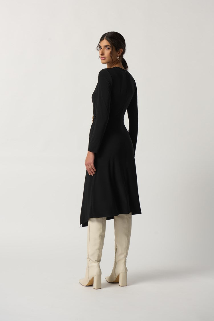 Black Long Sleeve Wrap Dress