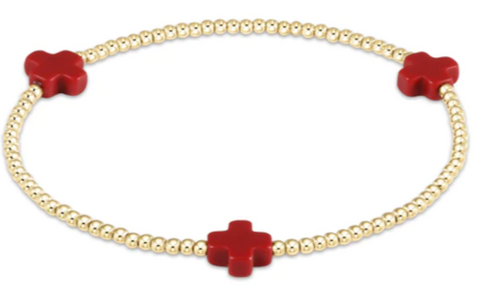 Signature Cross Gold Pattern 2mmm Bead Bracelet
