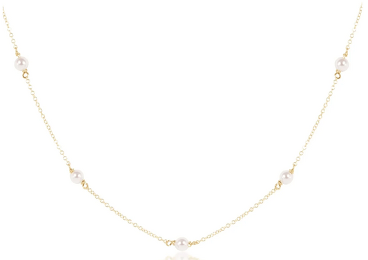 Simplicity Chain Gold 15" Choker - 4mm Pearl
