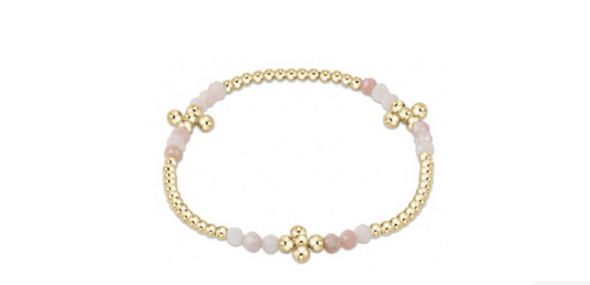Cross gold Bliss Pattern 2.5mm Bead Bracelet - Pink Opal
