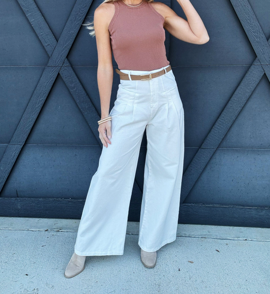 Cotton Wide Pants in White