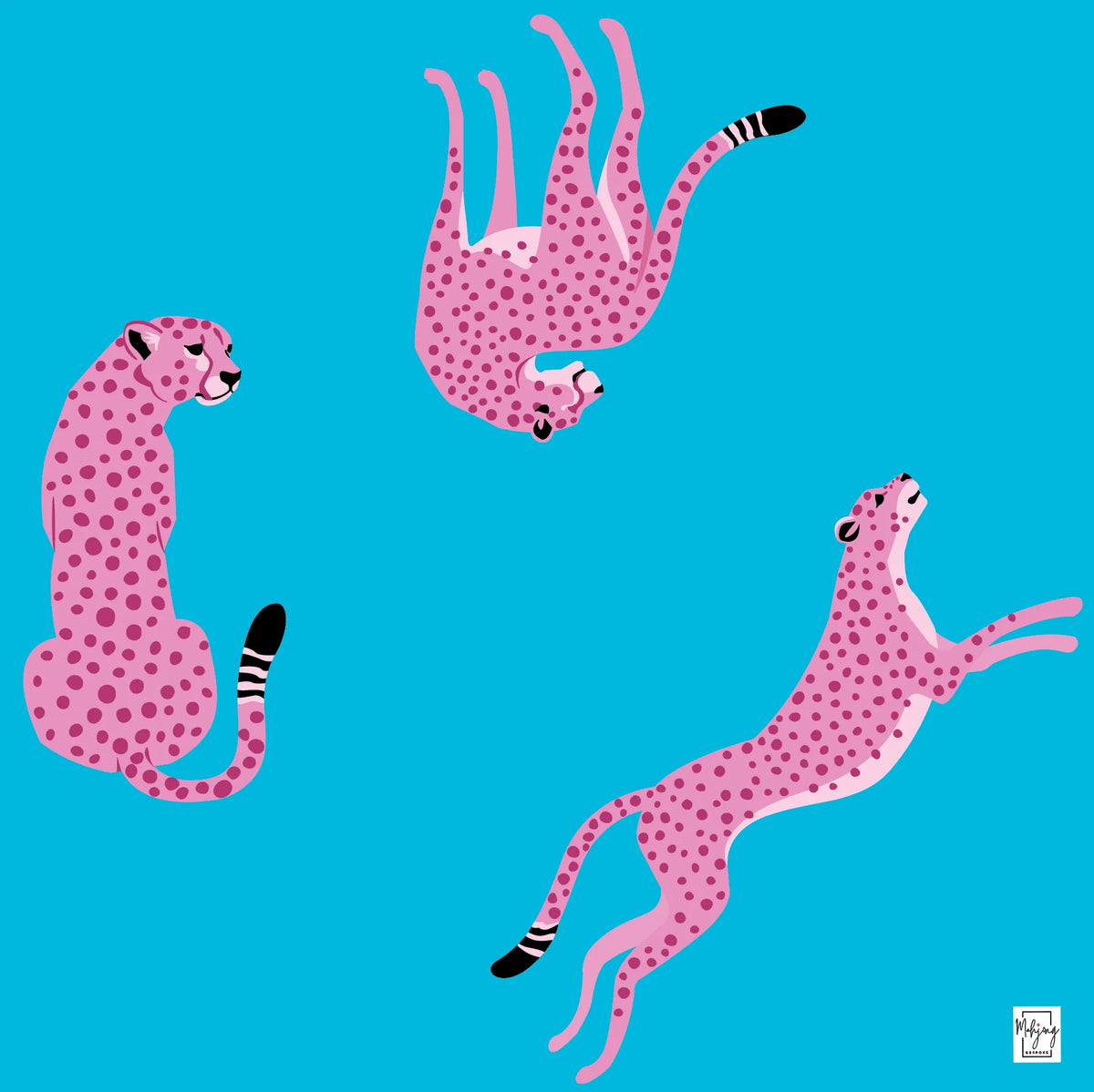BESPOKE MAHJONG FLIRTY LEOPARDS MAT - VIVID BLUE