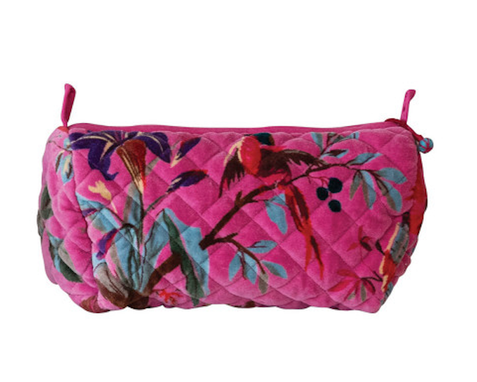 Quilted Cotton Velvet Zip Pouch