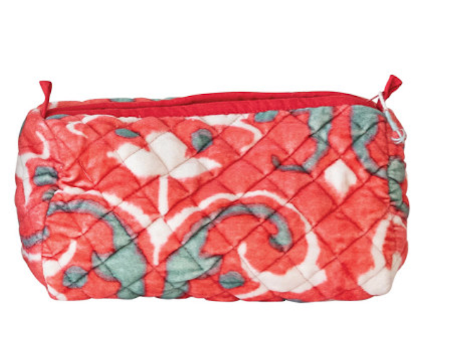 Quilted Cotton Velvet Zip Pouch