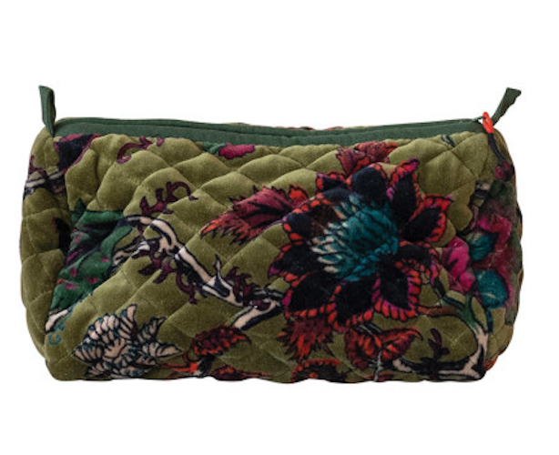 Quilted Cotton Velvet Zip Pouch