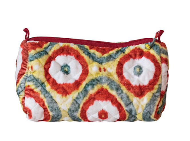 Quilted Cotton Velvet Zip Pouch