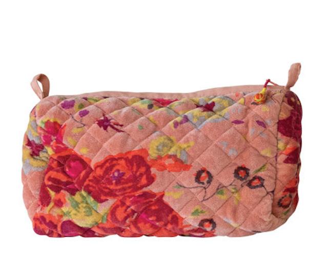 Quilted Cotton Velvet Zip Pouch