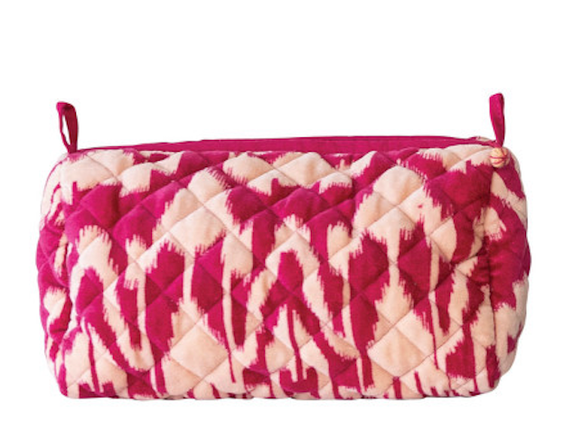Quilted Cotton Velvet Zip Pouch