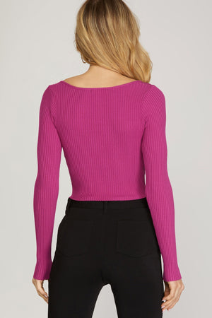 Sweetheart Neck Ribbed Sweater Top