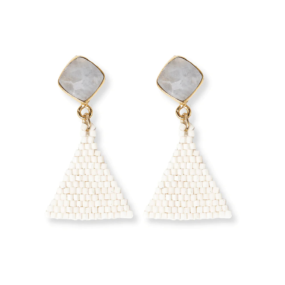 Celia Small Triangle Drop With Semi-Precious Stone Post