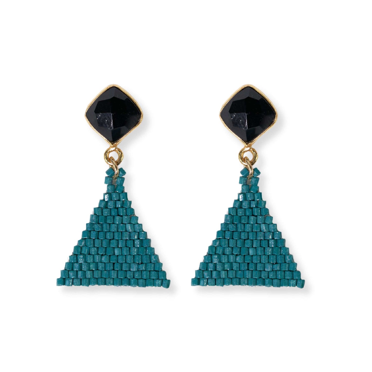 Celia Small Triangle Drop With Semi-Precious Stone Post