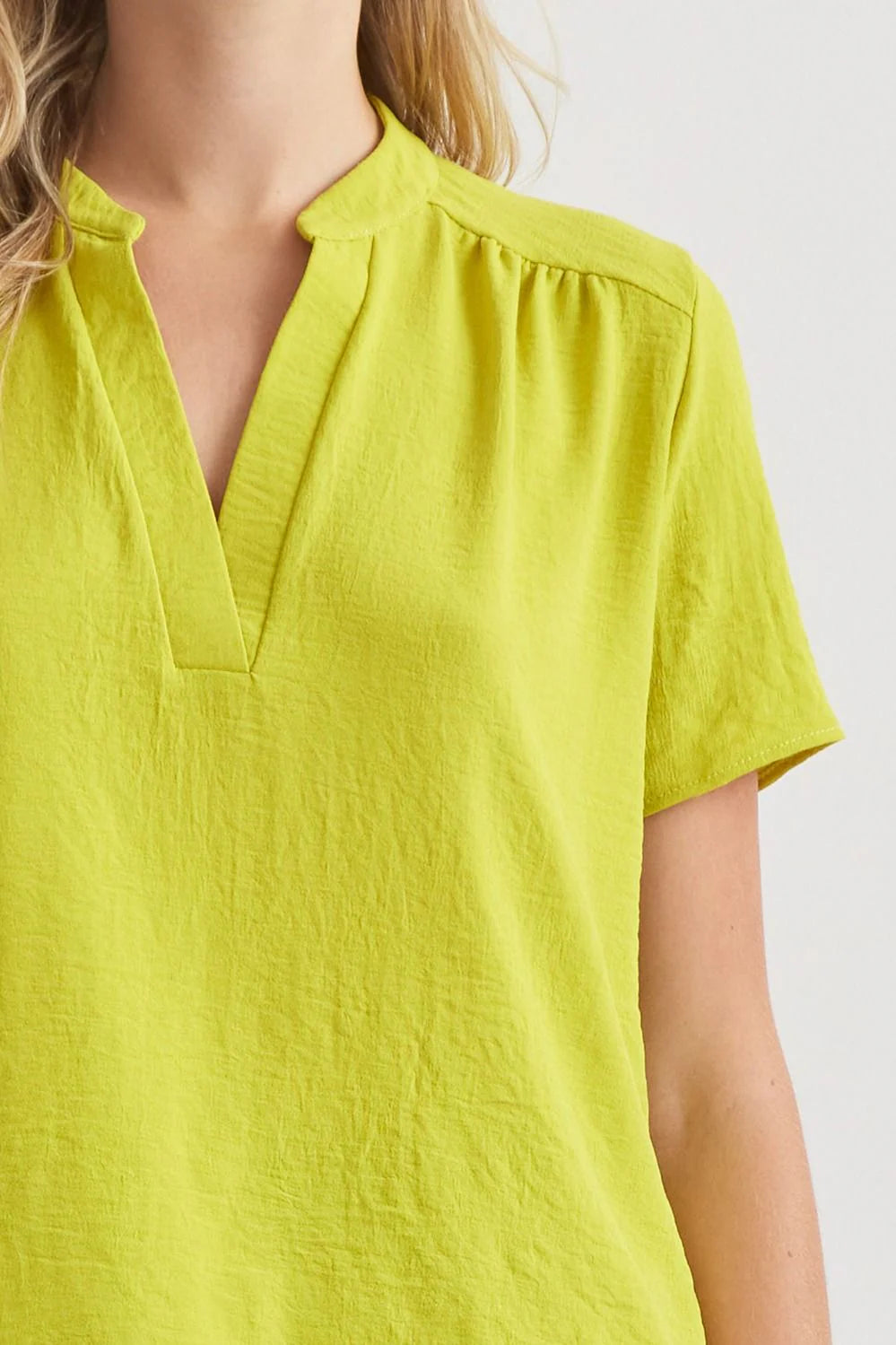 V Neck Collar Top - Multiple Colors