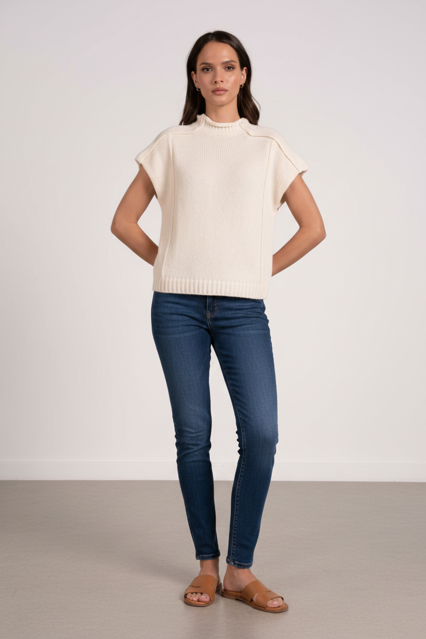 Elan  Cap Sleeve Crewneck Sweater
