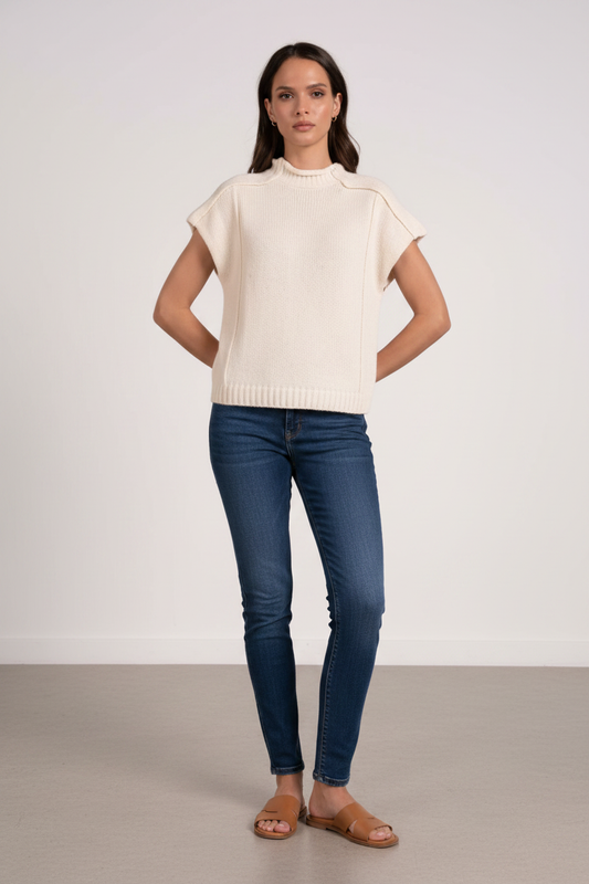 Elan  Cap Sleeve Crewneck Sweater
